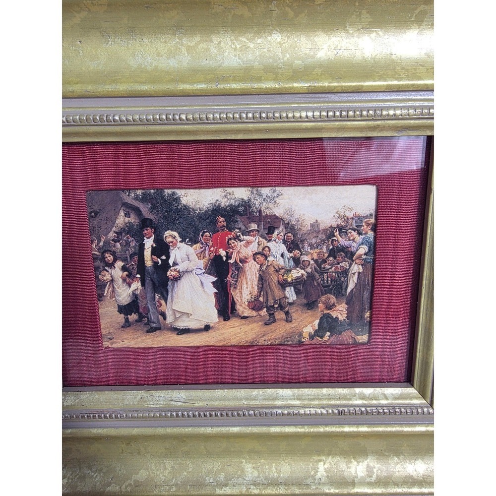 Vintage 1883 The Village Wedding Framed Art By Sir Luke Fildes Gold Ornate 12x10 - Picture 4 of 7